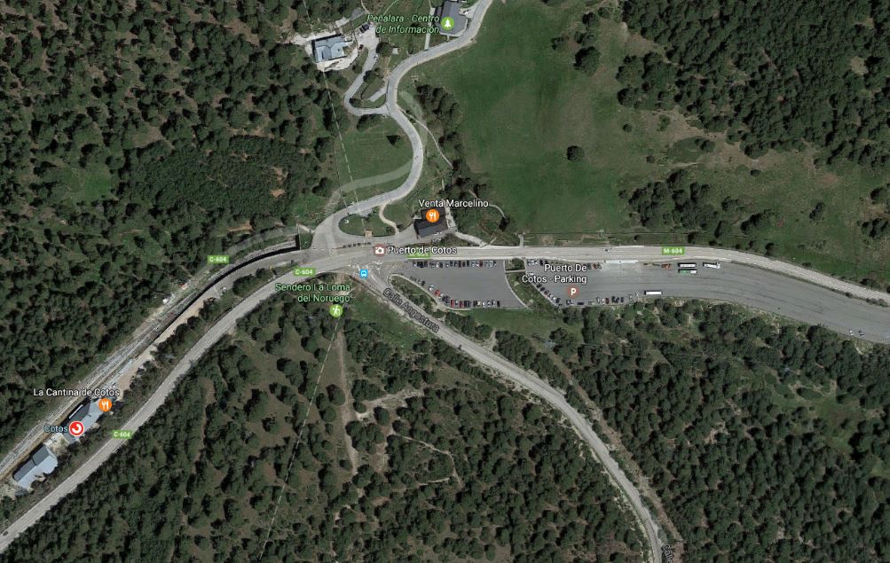 Vista de Google Maps del inicio y salida de la ruta verde