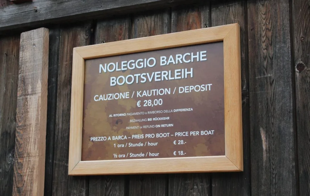 Precios alquiler de barcas Lago di Braies